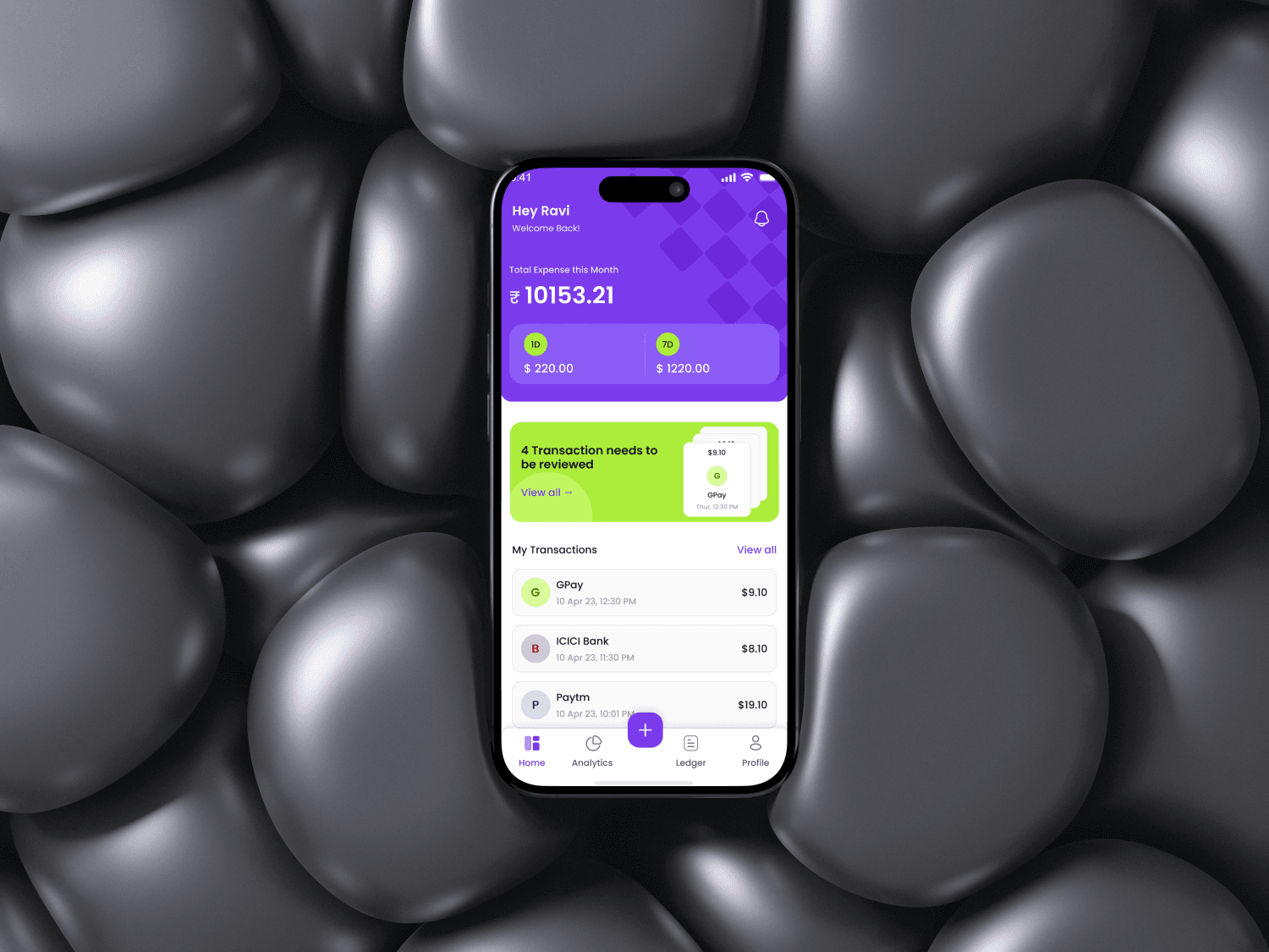 Shack payment tracking app shown on a mobile screen