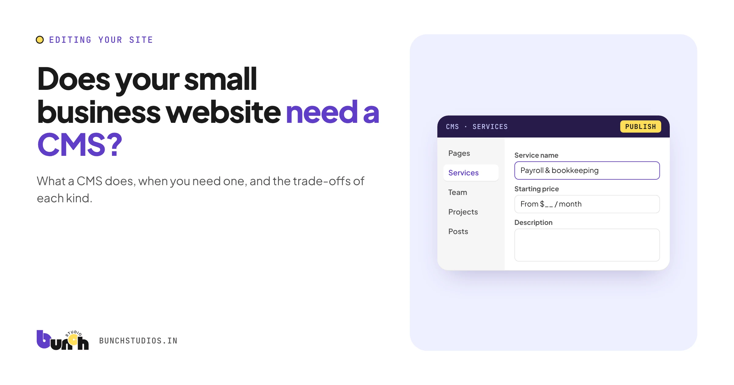 Cover graphic showing a simple CMS editing screen for a service page